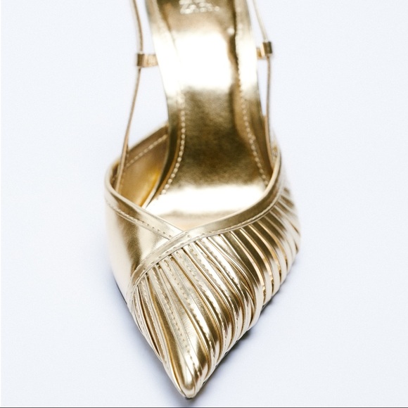 ZARA Metallic Pink Pointed High Heel Shoes With Medium Heel Size 41, 38 (F) - Picture 8 of 12